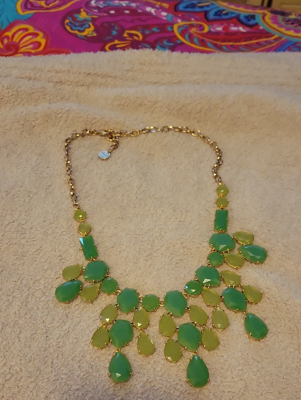 Stella & Dot Lime Green Bib Statement Necklace
